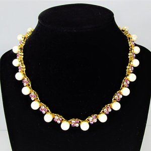 VINTAGE 20TH CENTURY FLOWER CLUSTER CHOKER NECKLACE